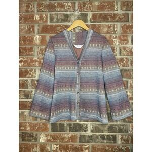 VTG Argyle Stripped Colorful Cardigan Medium Retro 70s 80s Warren PA Cottagecore